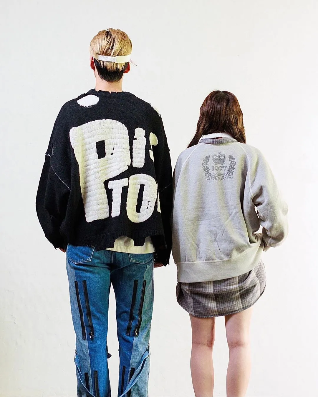 SAINT Mxxxxxx × Sex Pistols SP_CREW KNT/IAMA/BLK SEX PISTOLS band joint model destroyed hand-embroidered sweater, black S-XL, original 85% wool/15% polyester fiber blend, super complex front and rear panels, large-area hand-embroidery, hand-cut destruction treatment, custom-made correct joint main mark/wash mark